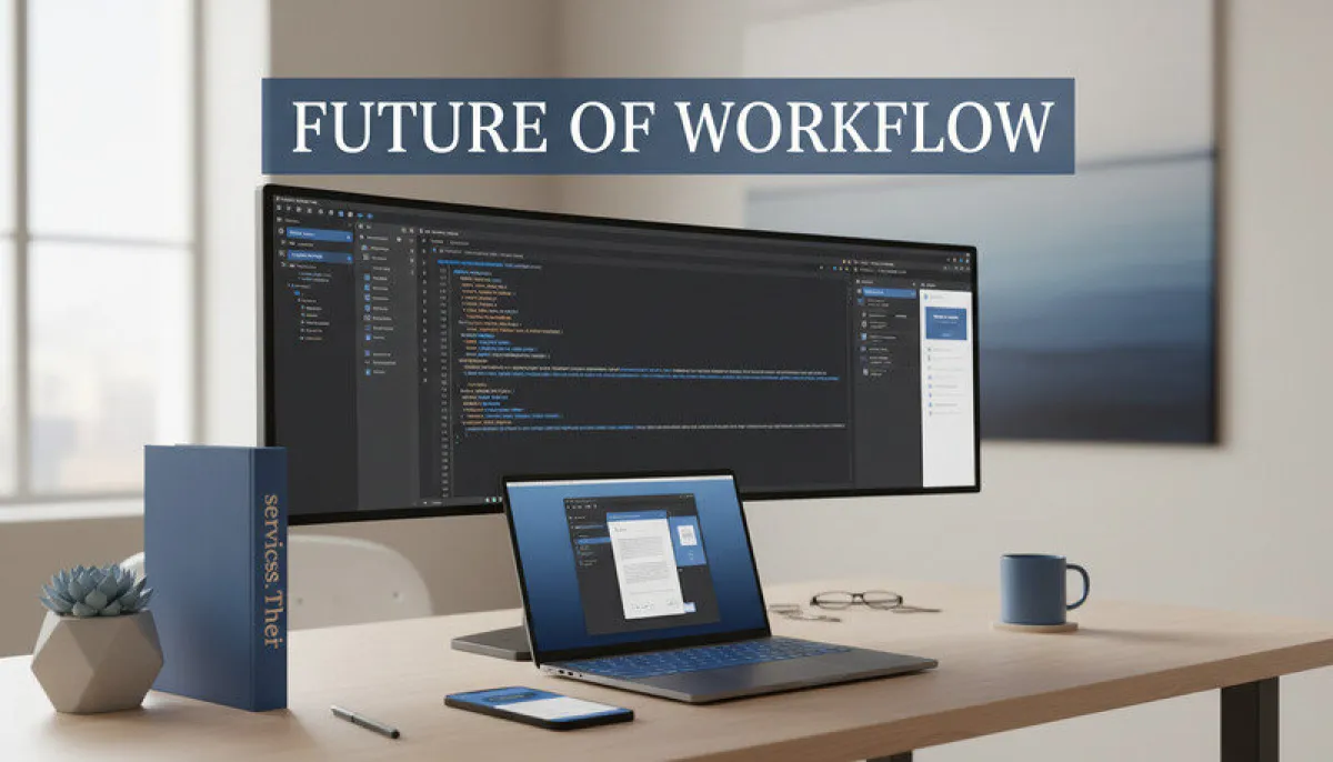 Modern home office setup with multiple monitors displaying remote notarization software and digital documents