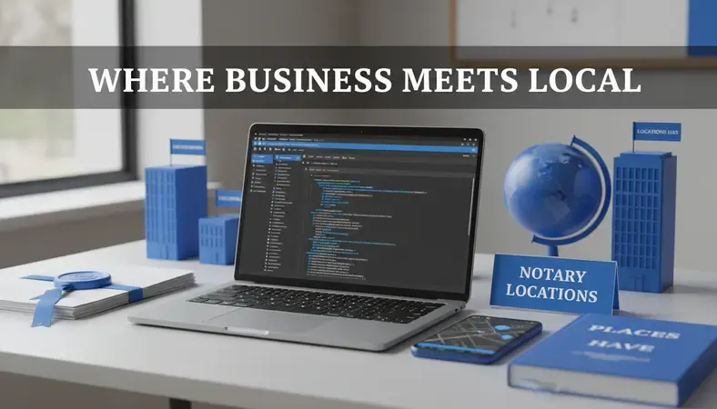 Professional notary workspace with official seal and documents