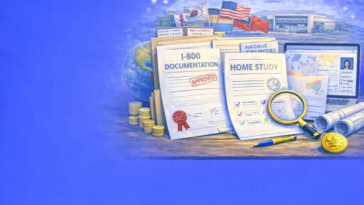 International Adoption Documents: Hague Convention Compliance Description: Comprehensive guide for adoptive families covering Hague vs. non-Hague country requirements, I-800 documentation, home study notarization, and authentication chains for different countries.