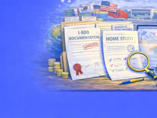 International Adoption Documents: Hague Convention Compliance Description: Comprehensive guide for adoptive families covering Hague vs. non-Hague country requirements, I-800 documentation, home study notarization, and authentication chains for different countries.