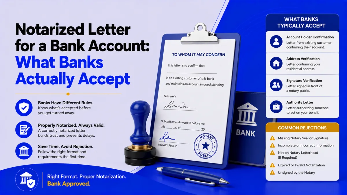 notarized letter for bank account