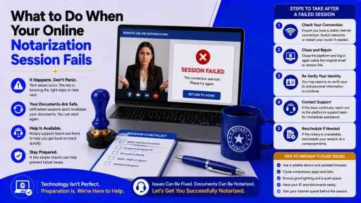 online notarization session fails