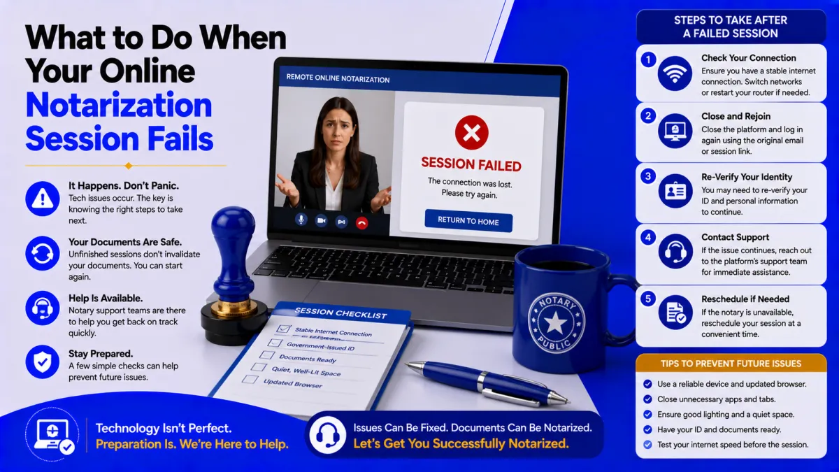 online notarization session fails