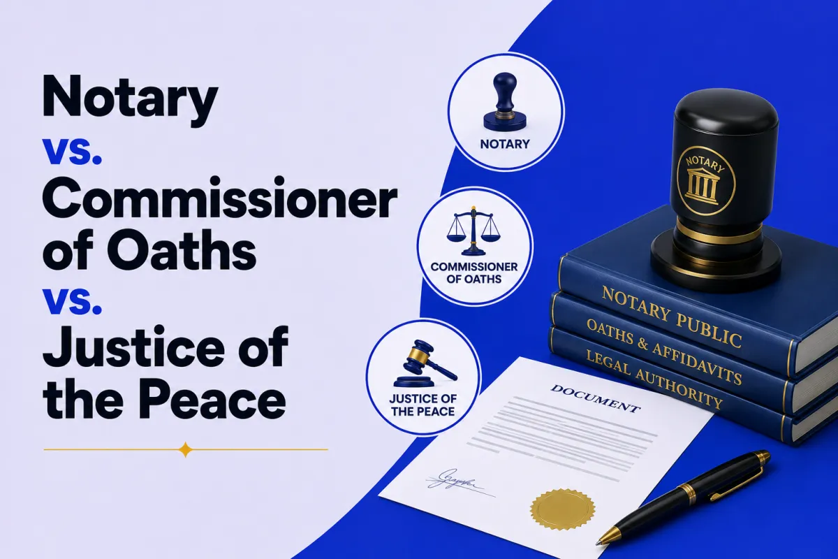 Notary vs. Commissioner of Oaths vs. Justice of the Peace